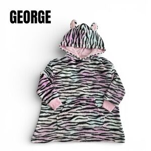 081 Geroge Zebra Print Hooded Poncho